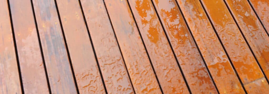 Close up of natural wood decking